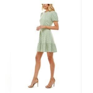 NWT- Speechless Eyelet Puff Sleeve Pistachio Green Mini Dress Juniors Size XL
